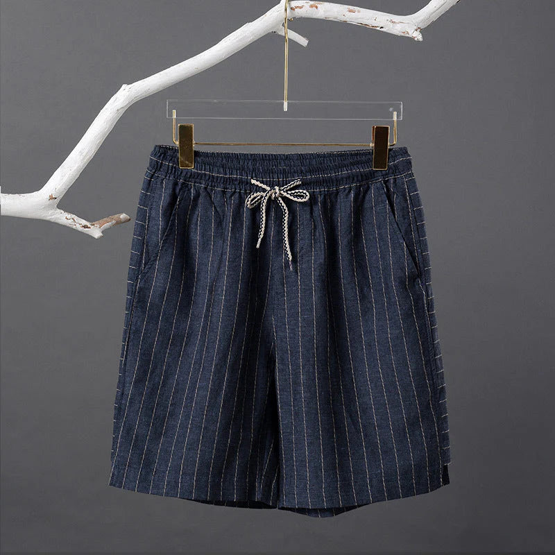 Bermuda Masculina de Linho Listrada Torinzi TZ503, modelo leve e moderno com listras discretas e caimento refinado, ideal para dias quentes.