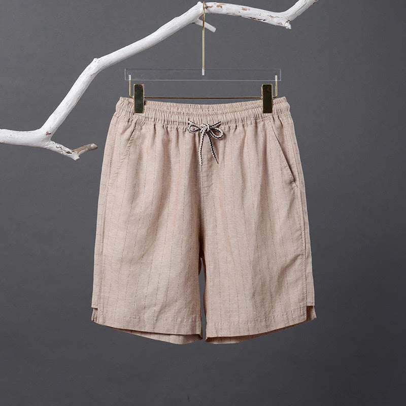 Bermuda Masculina de Linho Listrada Torinzi TZ503, modelo leve e moderno com listras discretas e caimento refinado, ideal para dias quentes.