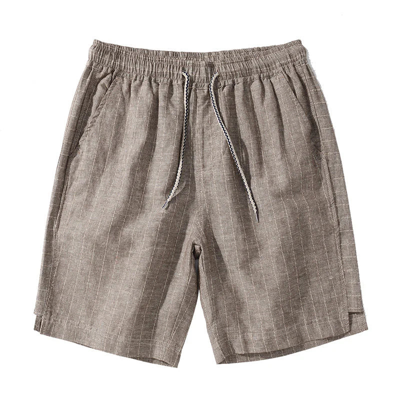 Bermuda Masculina de Linho Listrada Torinzi TZ503, modelo leve e moderno com listras discretas e caimento refinado, ideal para dias quentes.