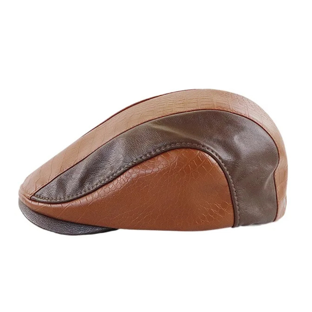 Boina Masculina de Couro Vintage Torinzi TZ273, modelo ajustável e elegante em couro premium, ideal para looks sofisticados e casuais.