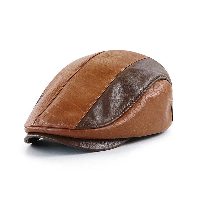 Boina Masculina de Couro Vintage Torinzi TZ273, modelo ajustável e elegante em couro premium, ideal para looks sofisticados e casuais.