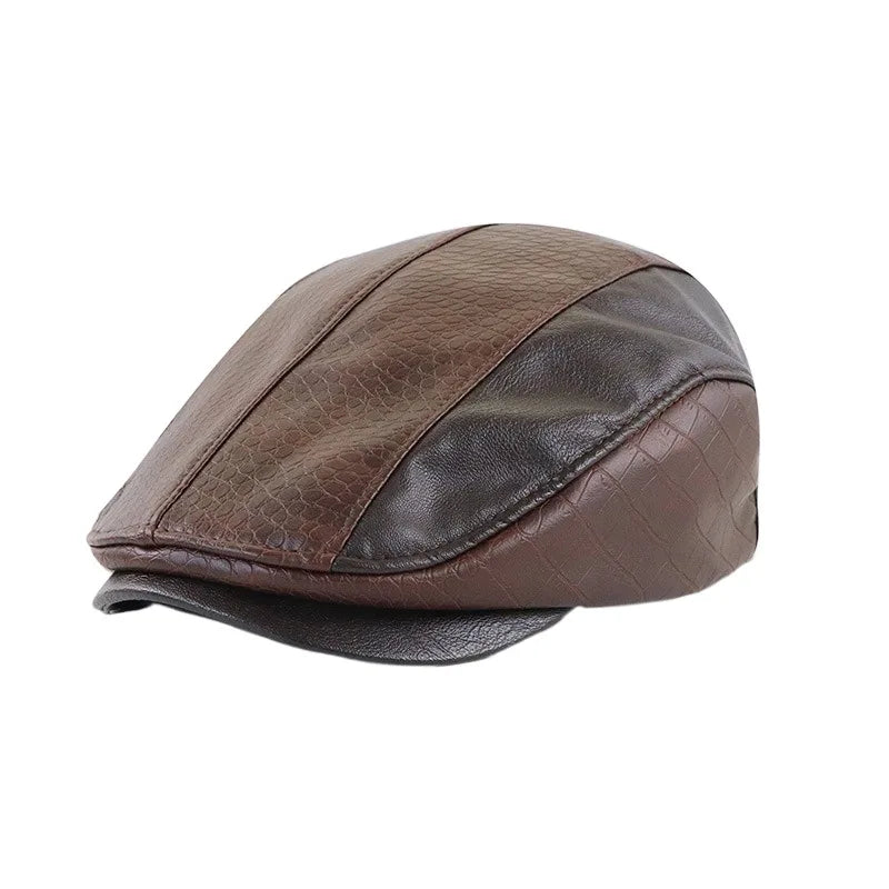 Boina Masculina de Couro Vintage Torinzi TZ273, modelo ajustável e elegante em couro premium, ideal para looks sofisticados e casuais.