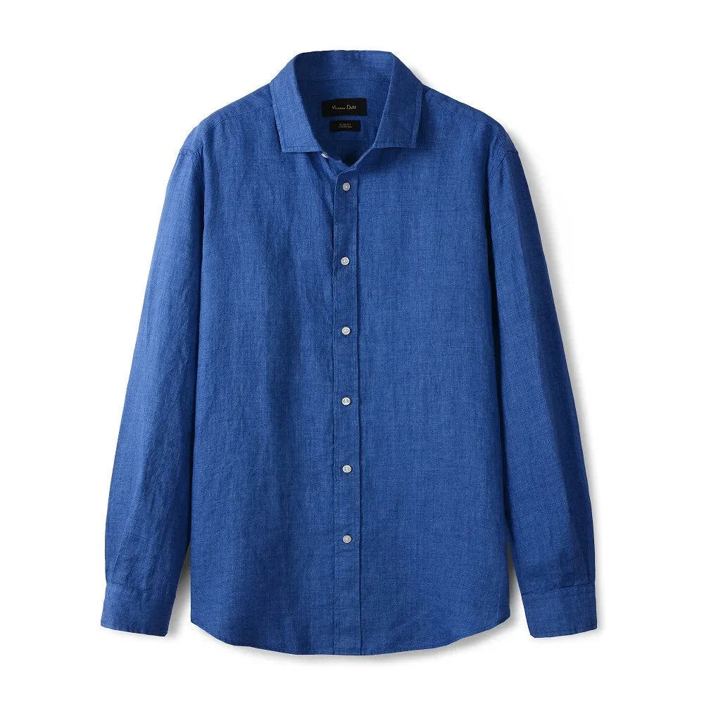 Camisa de Linho Masculina Lisa Torinzi TZ790 com tecido leve e caimento refinado ideal para composições casuais ou formais.