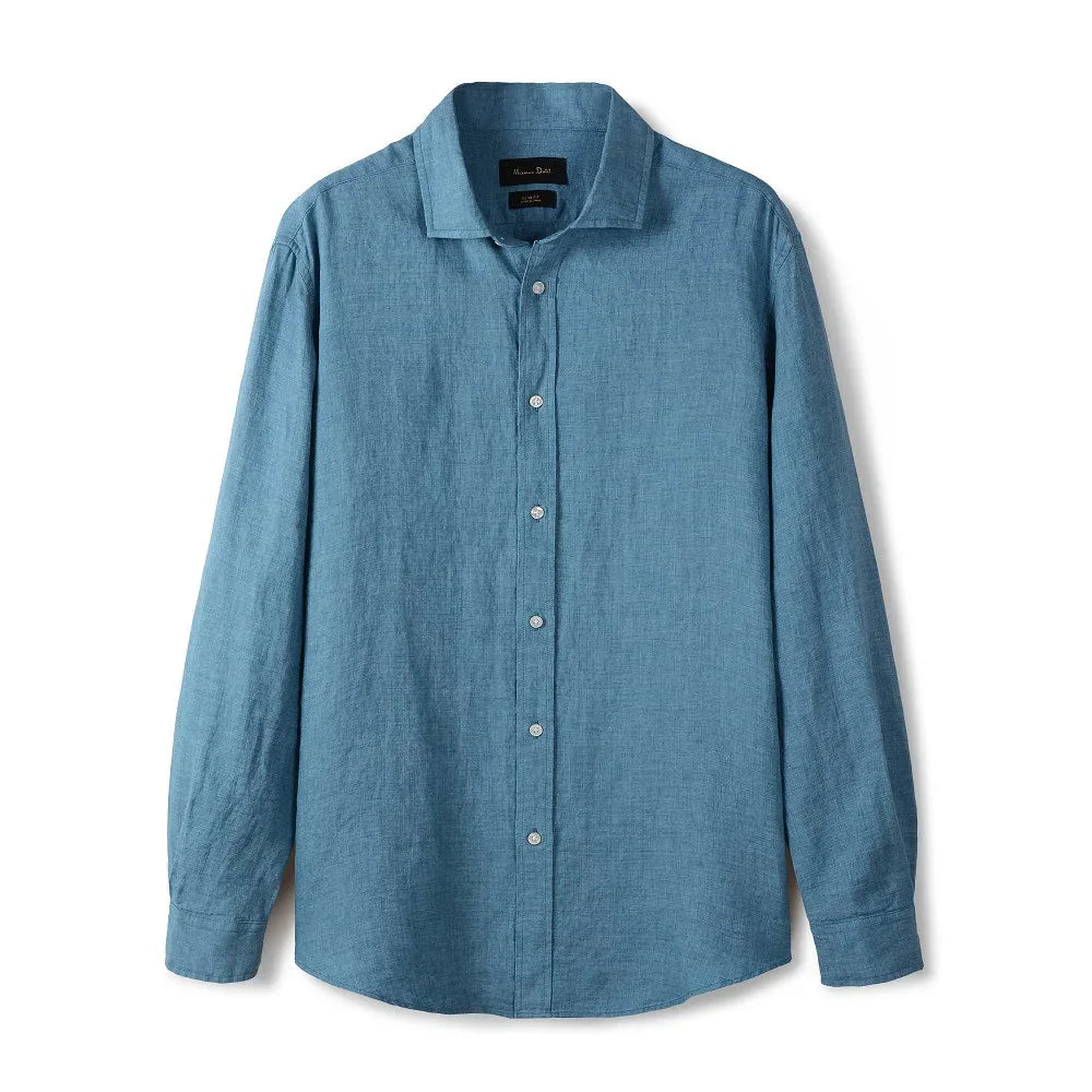 Camisa de Linho Masculina Lisa Torinzi TZ790 com tecido leve e caimento refinado ideal para composições casuais ou formais.