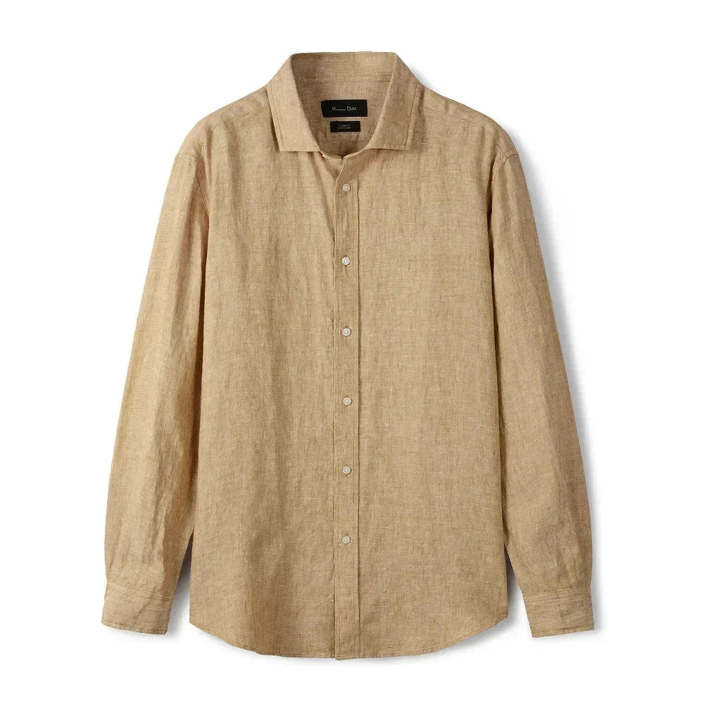 Camisa de Linho Masculina Lisa Torinzi TZ790 com tecido leve e caimento refinado ideal para composições casuais ou formais.