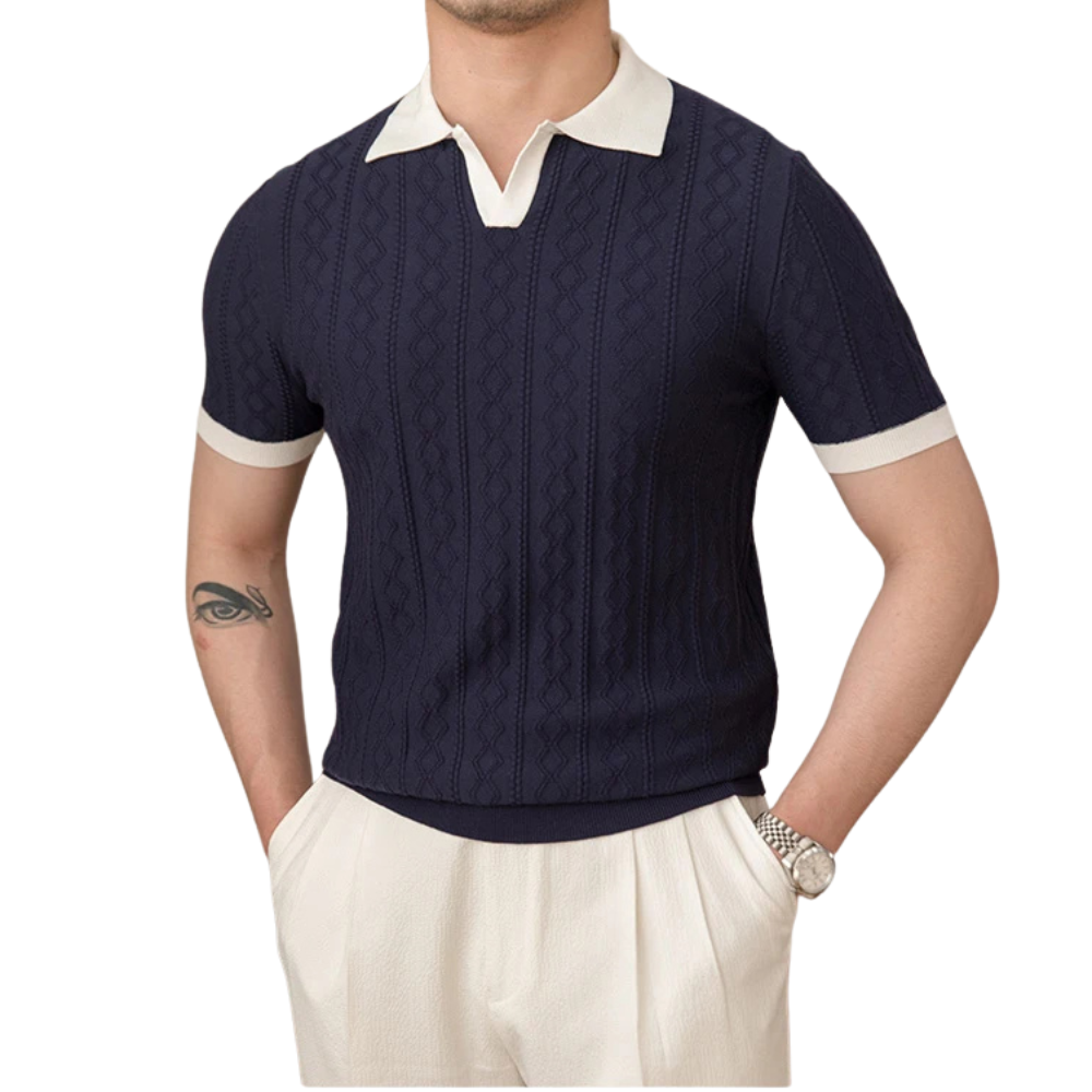 Camisa Polo Masculina Tricot Madrid Torinzi TZ016 leve e elegante, com caimento moderno e toque macio, ideal para looks casuais e sofisticados.