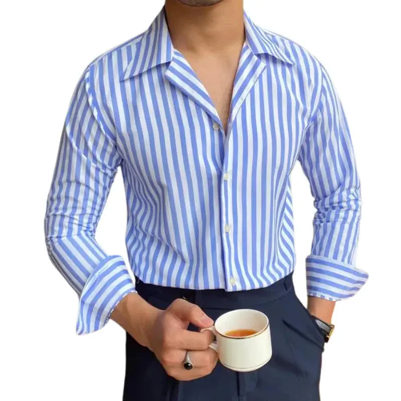 Camisa Social Masculina Listrada Torinzi TZ087 slim fit em algodão premium com design elegante e acabamento refinado.
