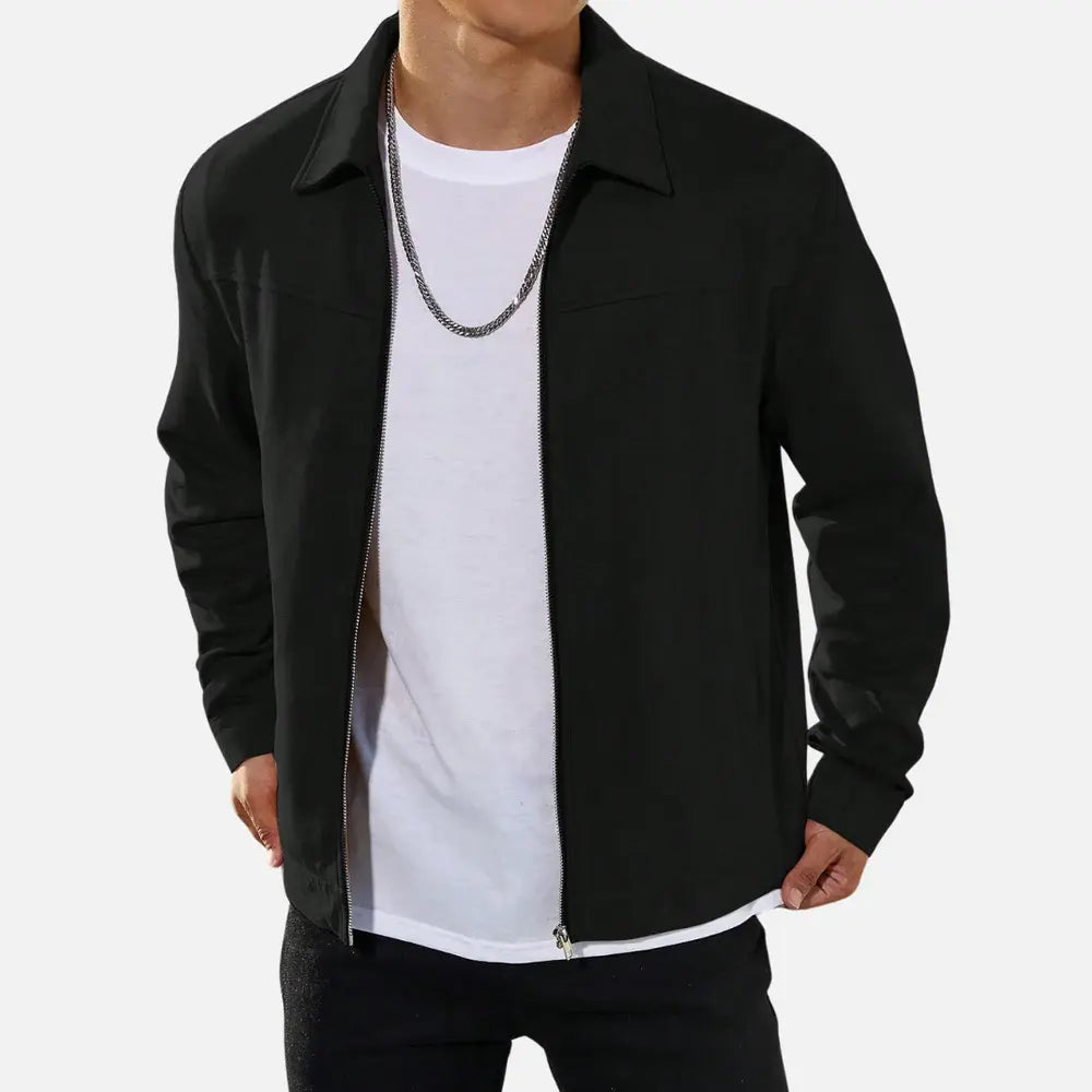 Jaqueta Masculina Casual Torinzi TZ026 moderna e confortável, com zíper frontal e mangas longas, ideal para uso diário com estilo e praticidade.