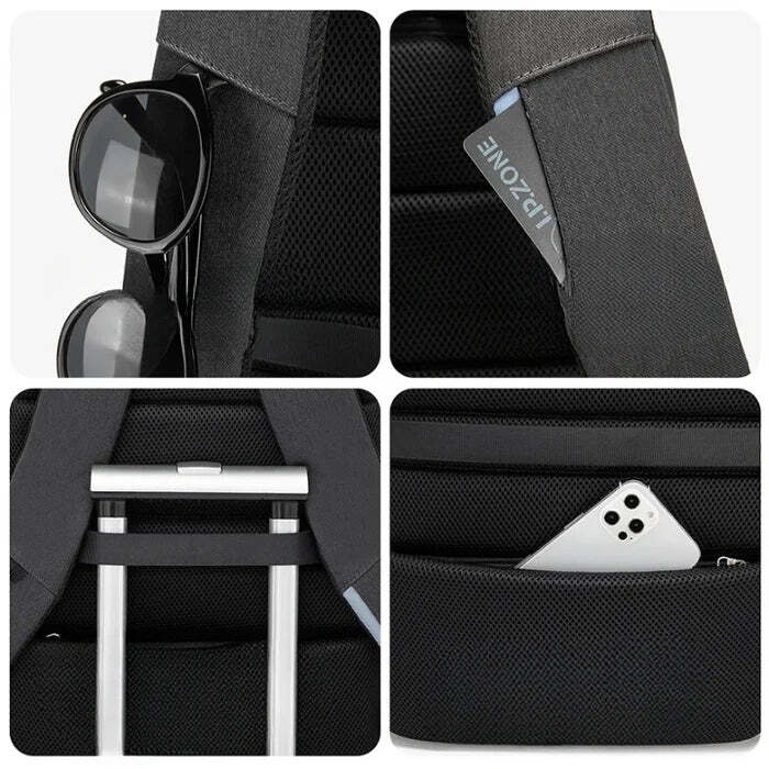 Mochila Executiva Torinzi TZ348 impermeável, com porta USB e espaço para notebook 17”, ideal para trabalho, viagens e uso profissional.