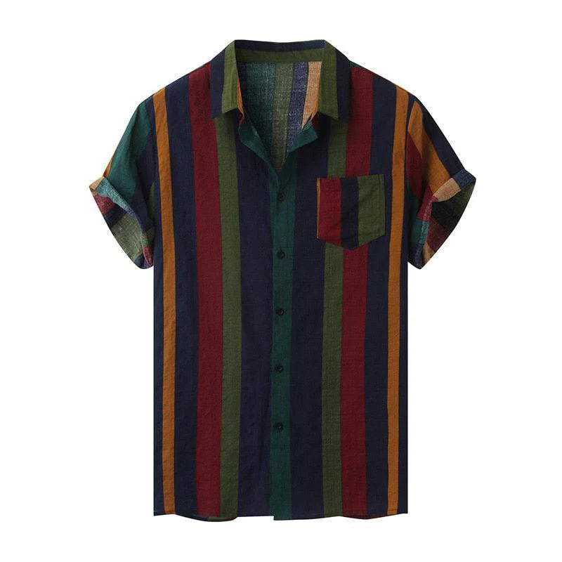 Camisa Manga Curta Torinzi Leve Listrada TZ598 masculina, modelo leve e moderno com listras sutis, ideal para looks casuais e sofisticados.