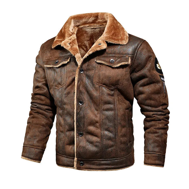 Jaqueta Masculina de Couro Harbe Torinzi TZ119 em couro genuíno com forro de veludo e acabamento refinado.